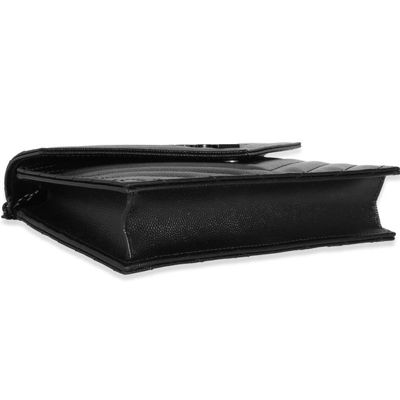 Saint Laurent Black Grain De Poudre Envelope Chain Wallet - Picture 6 of 8